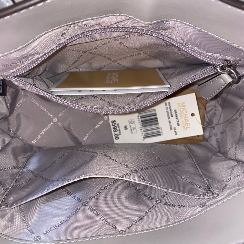Michael Kors purse Manhattan Medium Metallic Satchel New - Picture 9 of 15